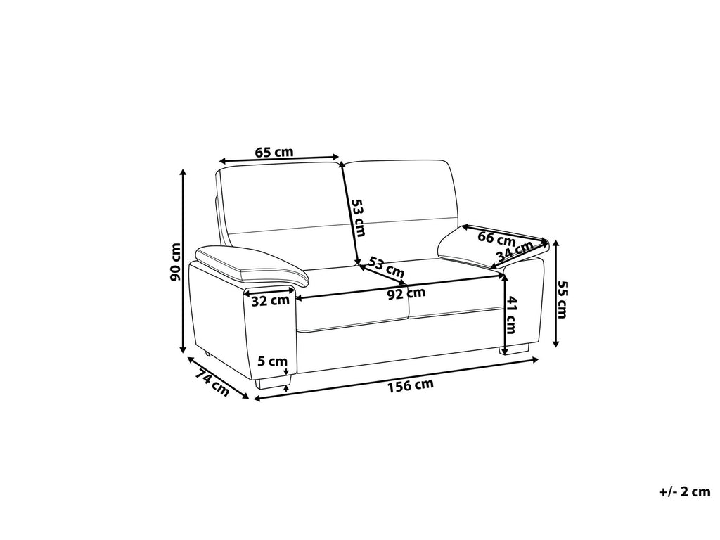 2 Seater Faux Leather Sofa Cream VOGAR