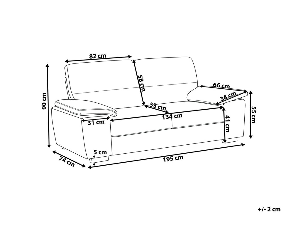 3 Seater Faux Leather Sofa Cream VOGAR