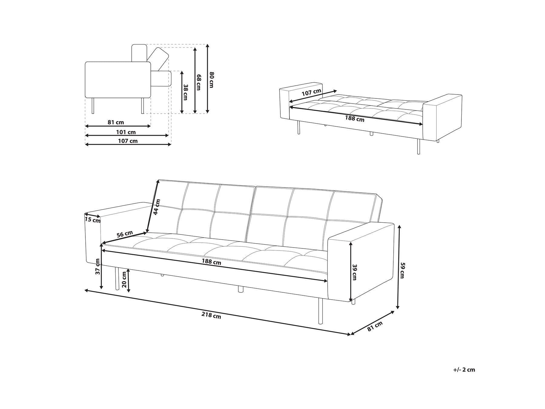 Sofa Bed VISNES Velvet Navy Blue 3 Seater