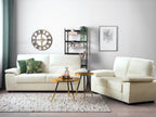2 Seater Faux Leather Sofa Cream VOGAR