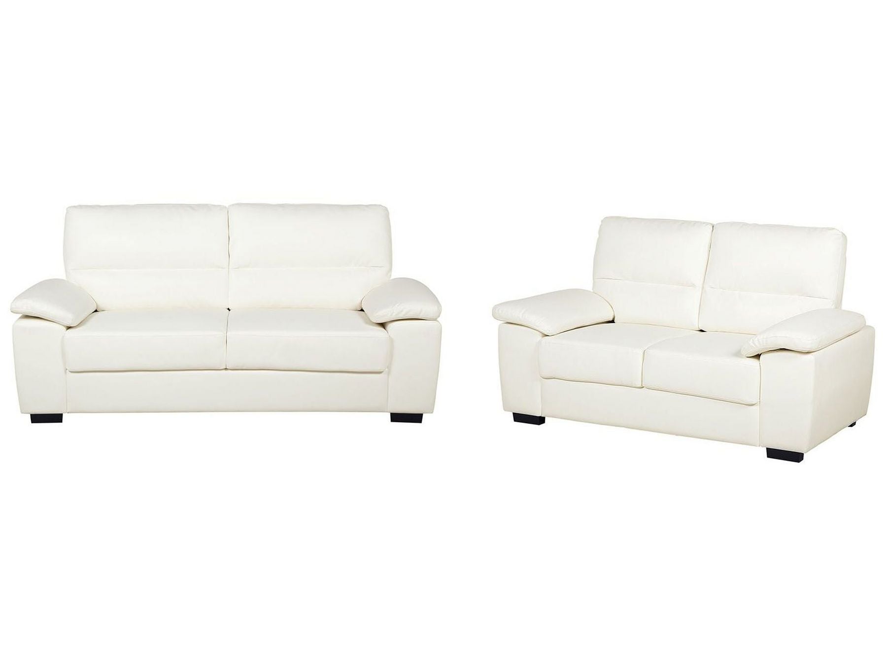 2 Seater Faux Leather Sofa Cream VOGAR