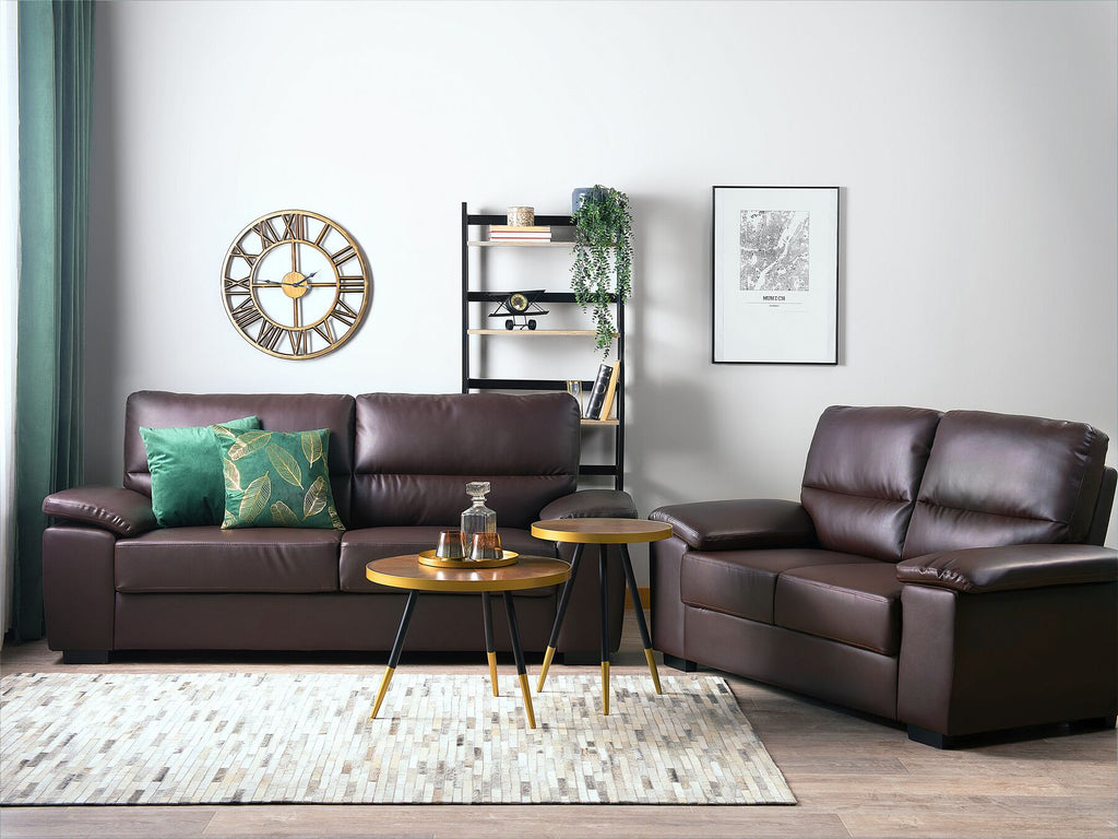 3 Seater Faux Leather Sofa Brown VOGAR