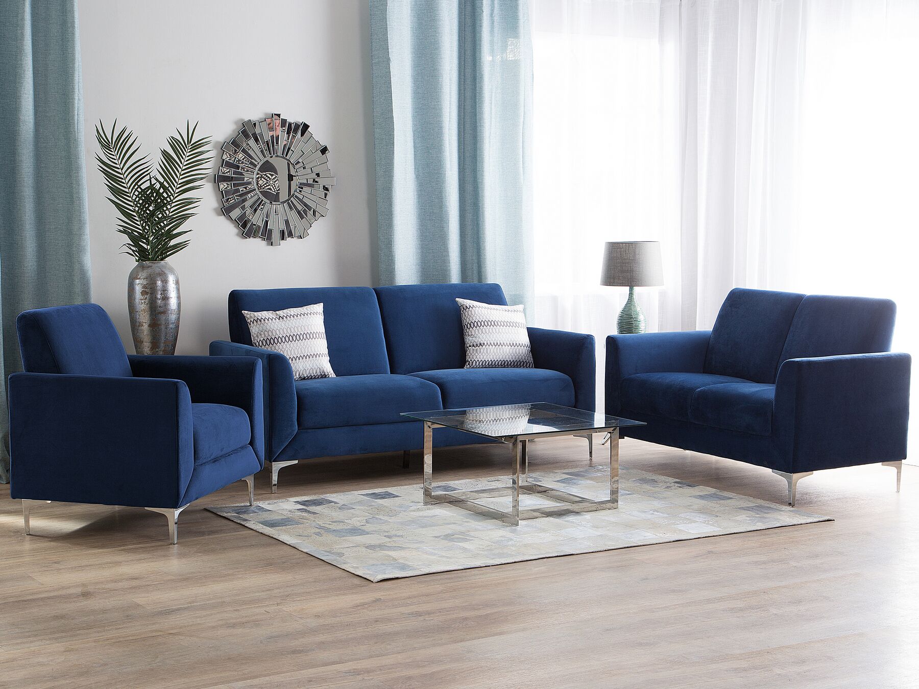 2 Seater Velvet Sofa Navy Blue FENES