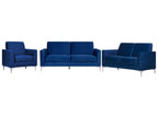 3 Seater Velvet Sofa Navy Blue FENES