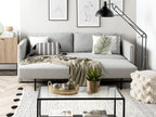 Sofa Bed EKSJO Fabric Light Grey with Storage 3 Seater