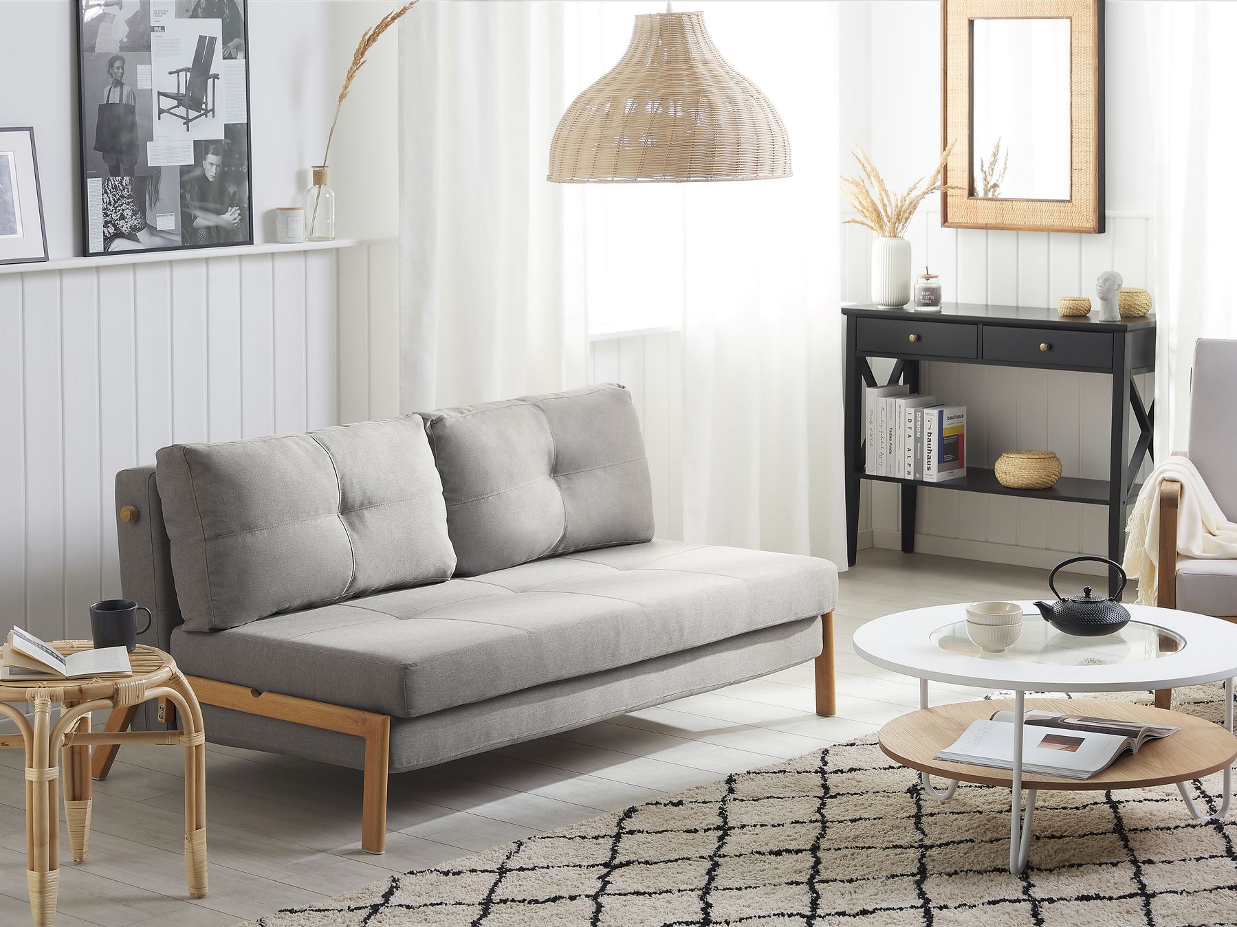 Fabric Sofa Bed Light Grey EDLAND