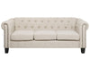 3 Seater Fabric Sofa Nailhead Trim Beige