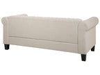 3 Seater Fabric Sofa Nailhead Trim Beige CHESTERFIELD
