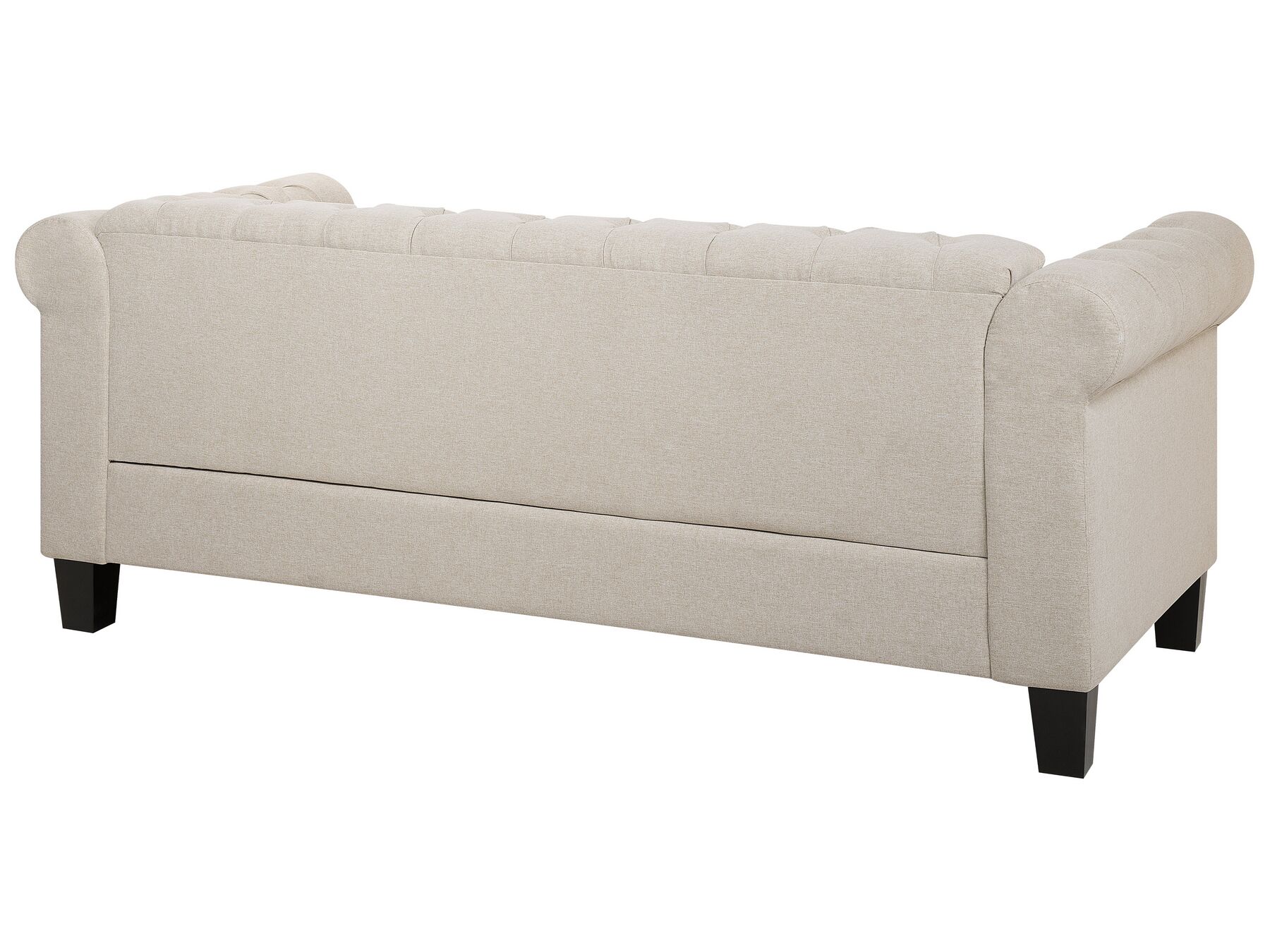 3 Seater Fabric Sofa Nailhead Trim Beige CHESTERFIELD