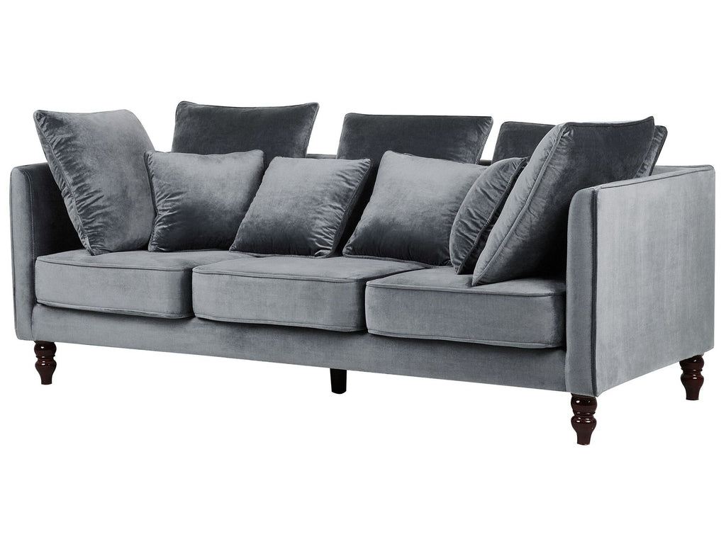 3 Seater Velvet Sofa Grey FENSTAD