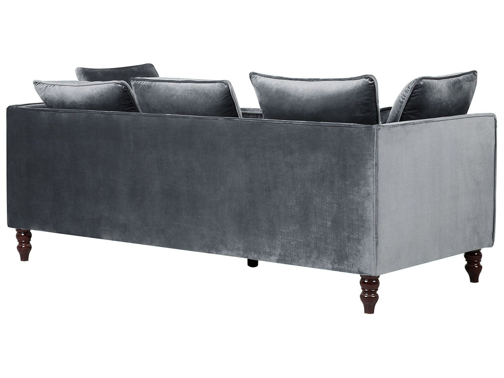 3 Seater Velvet Sofa Grey FENSTAD
