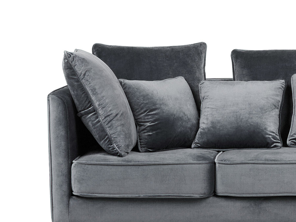 3 Seater Velvet Sofa Grey FENSTAD