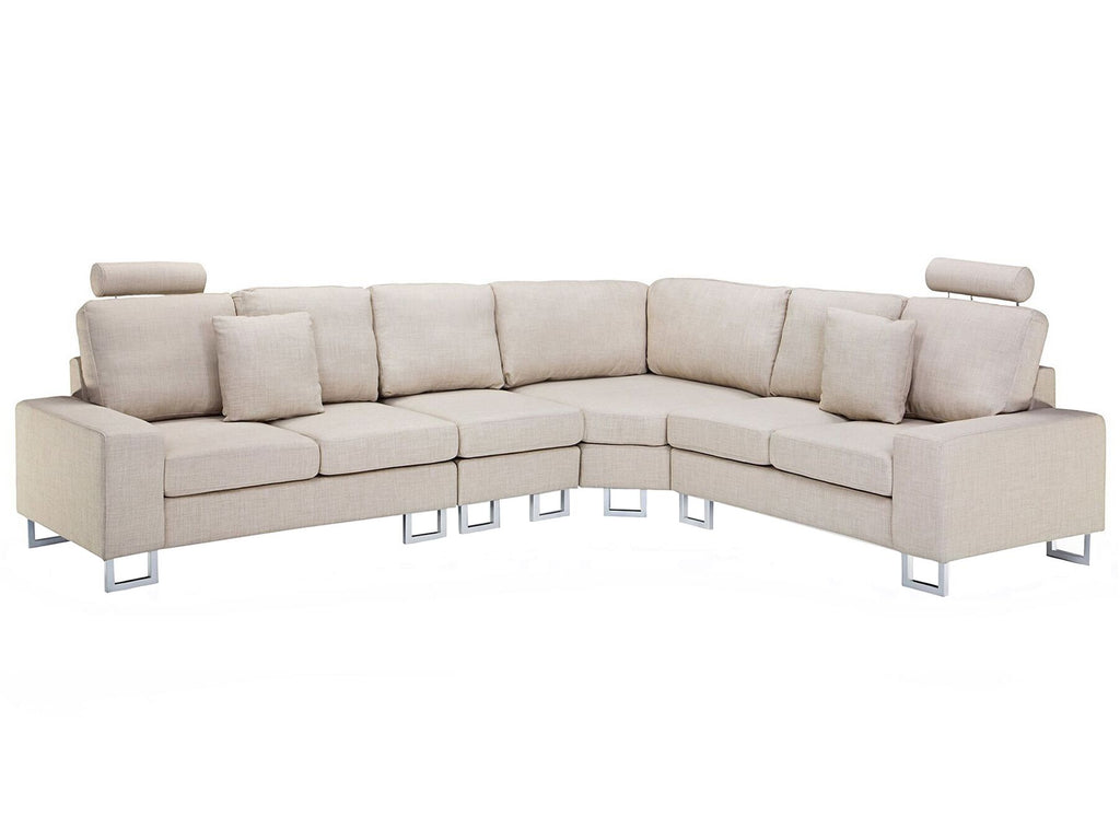 Corner Sofa STOCKHOLM Fabric Beige 6 Seater Left Hand