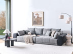 4 Seater Fabric Sofa Grey and Black TORPO