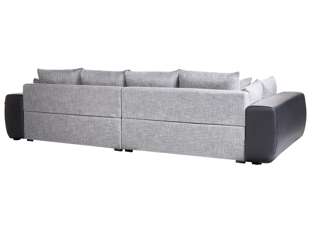 4 Seater Fabric Sofa Grey and Black TORPO