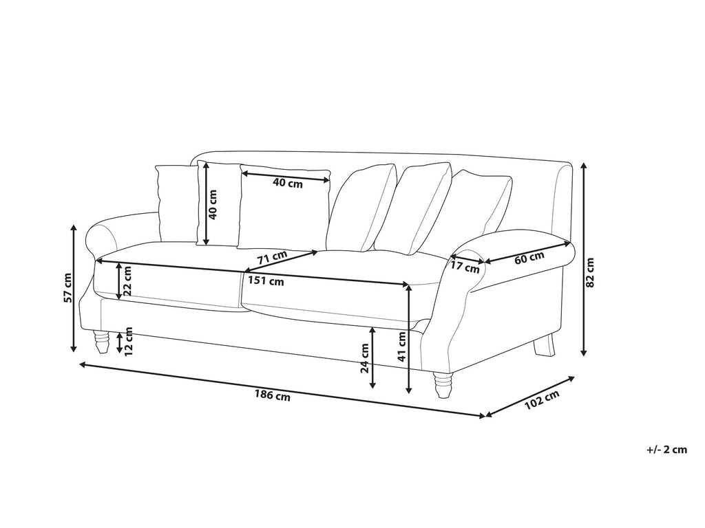 2 Seater Velvet Sofa Off-White EIKE