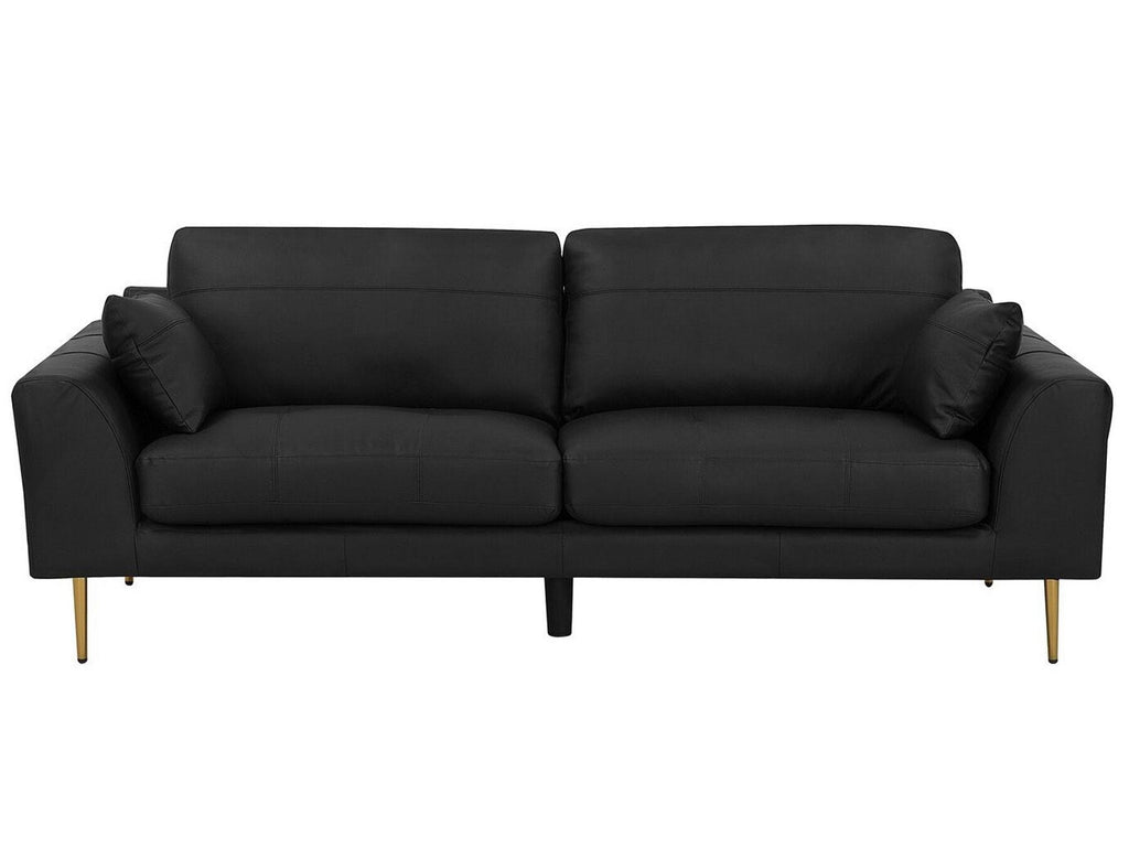 3 Seater Leather Sofa Black TORGET