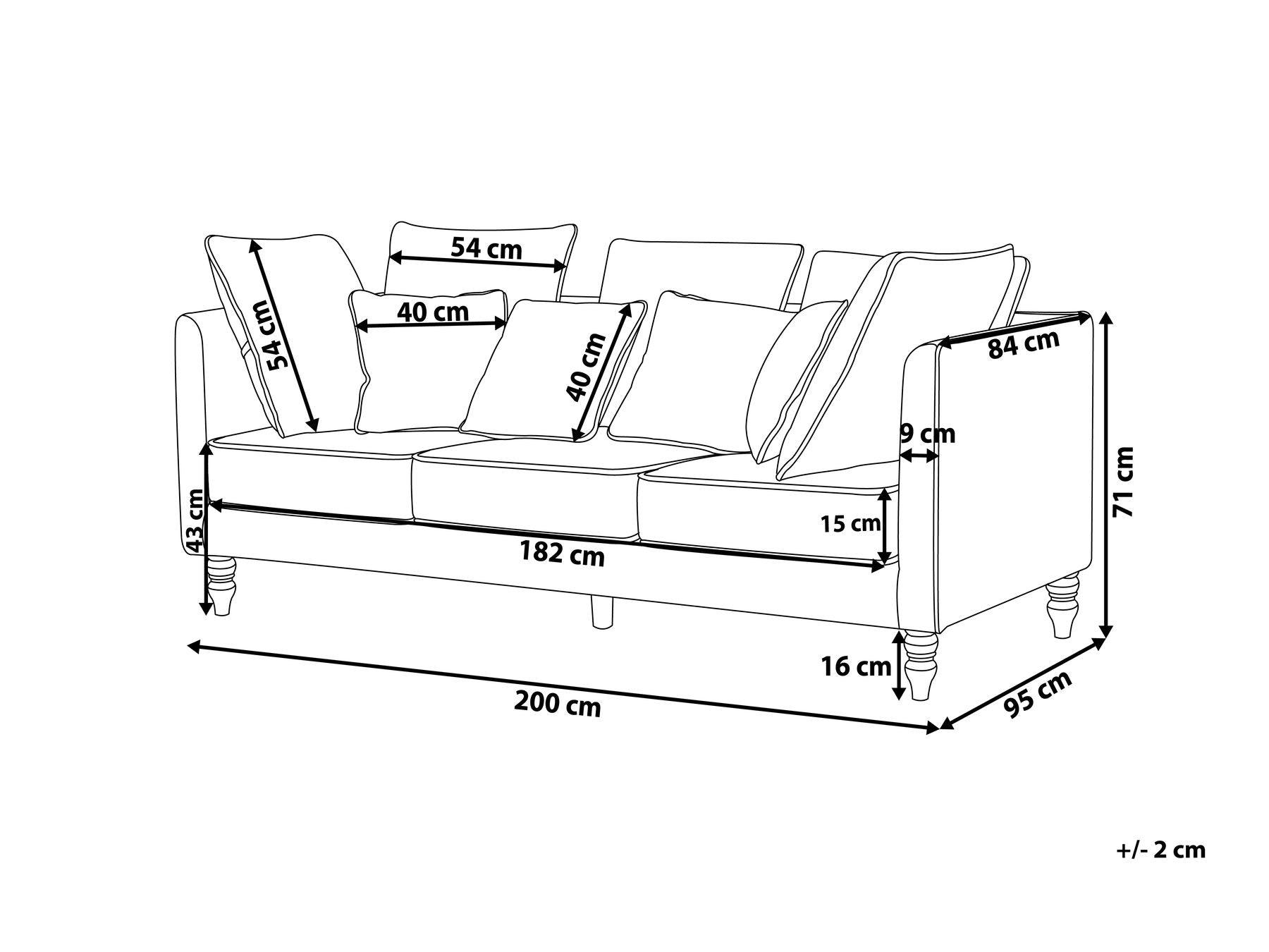 3 Seater Velvet Sofa Grey FENSTAD