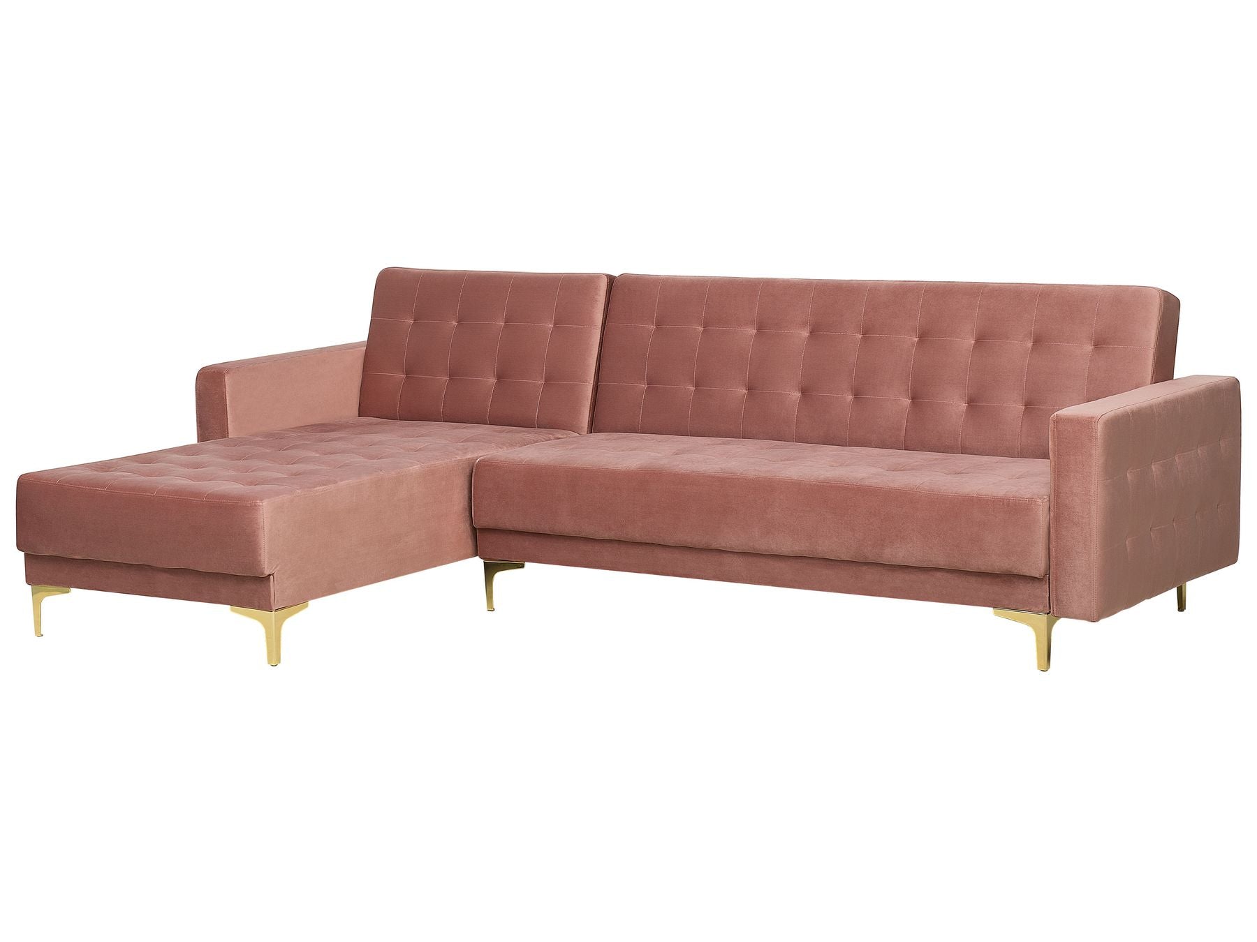Modular Corner Sofa Bed ABERDEEN Velvet Pink 4 Seater Right Hand