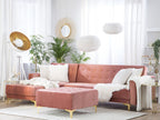 Modular Corner Sofa Bed ABERDEEN Velvet Pink with Ottoman 4 Seater Right Hand