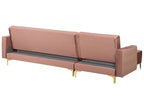 Modular Corner Sofa Bed ABERDEEN Velvet Pink with Ottoman 4 Seater Right Hand
