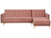 Modular Corner Sofa Bed Velvet Pink 4 Seater Left Hand