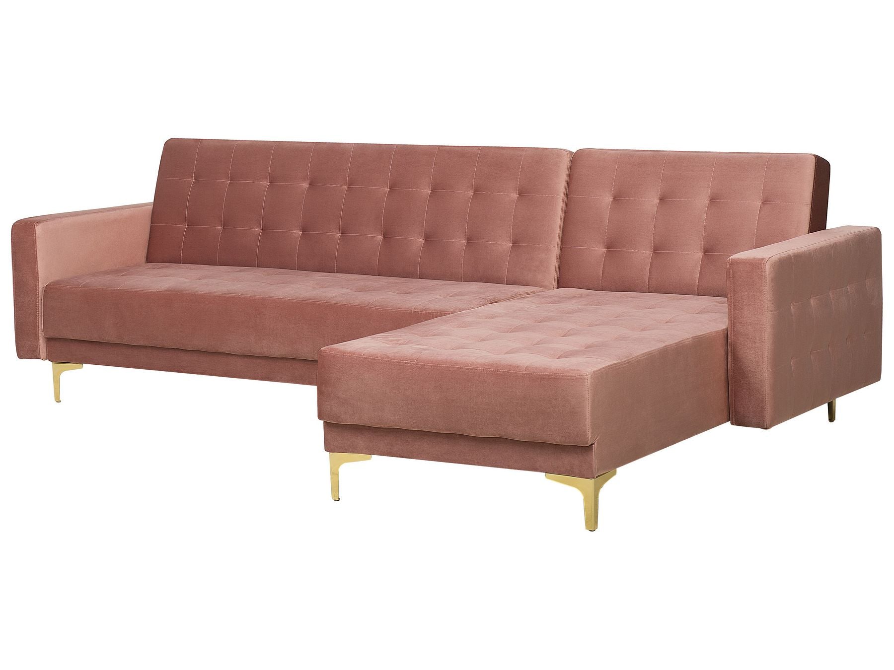 Modular Corner Sofa Bed ABERDEEN Velvet Pink 4 Seater Left Hand