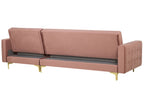 Modular Corner Sofa Bed ABERDEEN Velvet Pink 4 Seater Left Hand