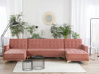 Modular U-Shape Sofa Bed ABERDEEN Velvet Pink 5 Seater