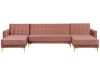 Modular U-Shape Sofa Bed ABERDEEN Velvet Pink 5 Seater