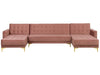 Modular U-Shape Sofa Bed Velvet Pink 5 Seater