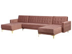 Modular U-Shape Sofa Bed ABERDEEN Velvet Pink 5 Seater