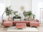 Modular U-Shape Sofa Bed ABERDEEN Velvet Pink with Ottoman 5 Seater