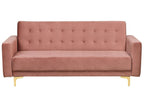 Sofa Bed ABERDEEN Velvet Pink 3 Seater