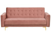 Sofa Bed Velvet Pink 3 Seater