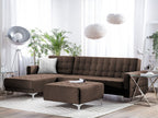 Modular Corner Sofa Bed ABERDEEN Fabric Dark Brown with Ottoman 4 Seater Right Hand