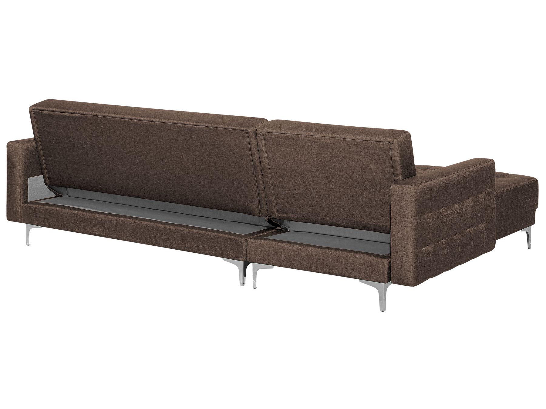 Modular Corner Sofa Bed ABERDEEN Fabric Dark Brown with Ottoman 4 Seater Right Hand