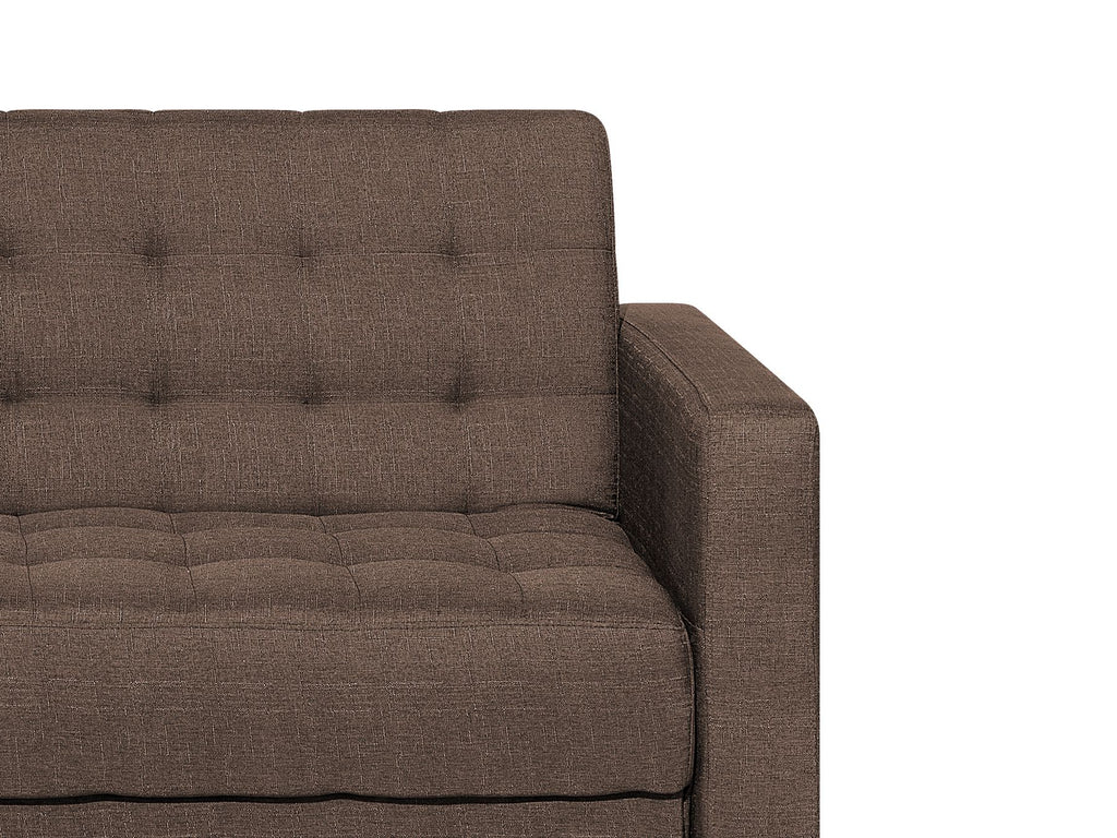 Modular Corner Sofa Bed ABERDEEN Fabric Dark Brown with Ottoman 4 Seater Right Hand