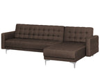Modular Corner Sofa Bed ABERDEEN Fabric Dark Brown 4 Seater Left Hand