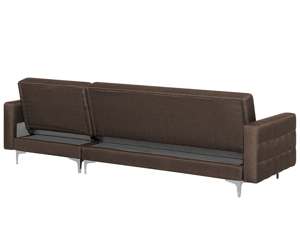 Modular Corner Sofa Bed ABERDEEN Fabric Dark Brown 4 Seater Left Hand