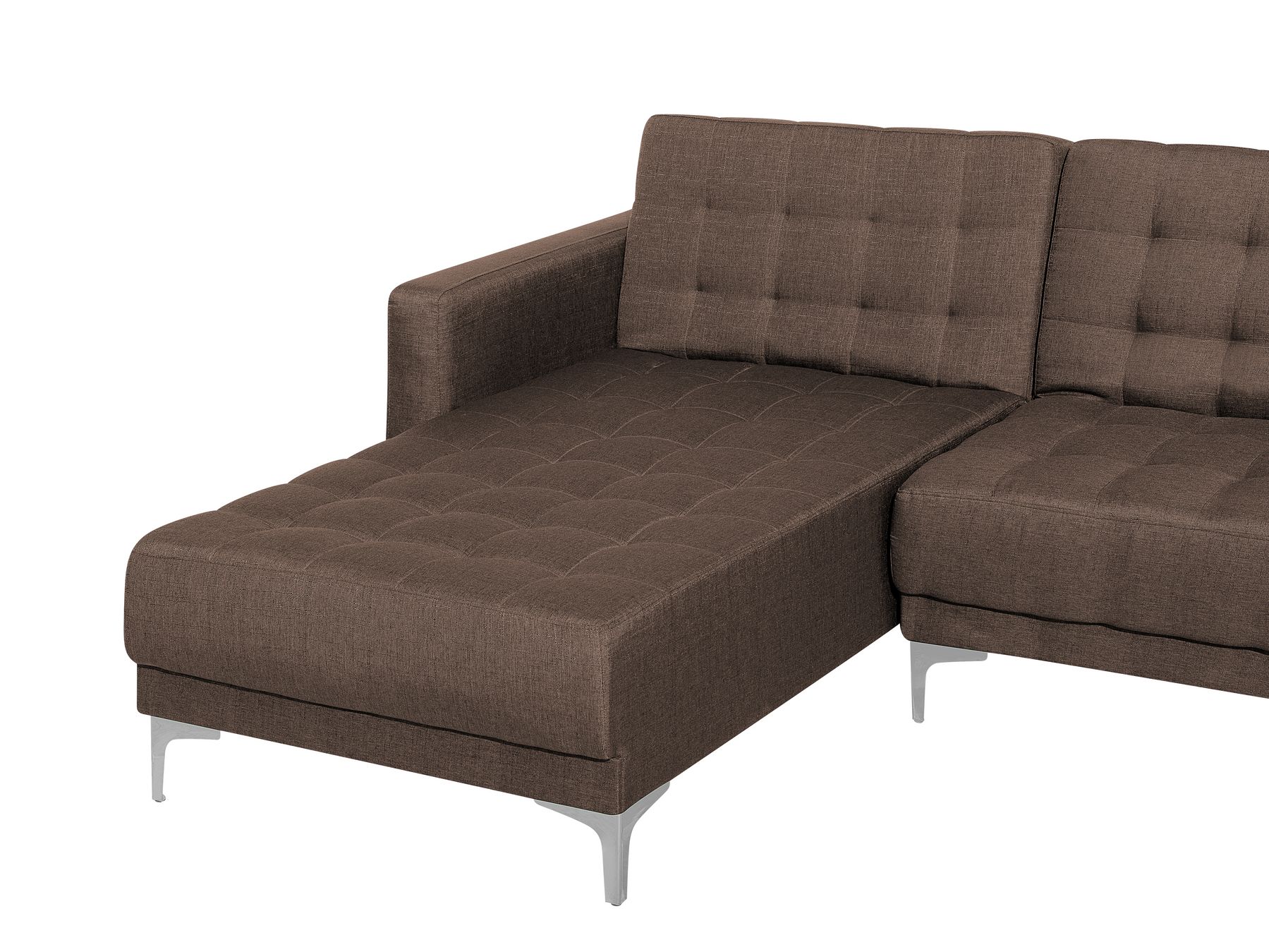 Modular Corner Sofa Bed ABERDEEN Fabric Dark Brown with Ottoman 4 Seater Right Hand