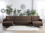 Modular U-Shape Sofa Bed ABERDEEN Fabric Dark Brown 5 Seater
