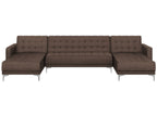 Modular U-Shape Sofa Bed ABERDEEN Fabric Dark Brown 5 Seater