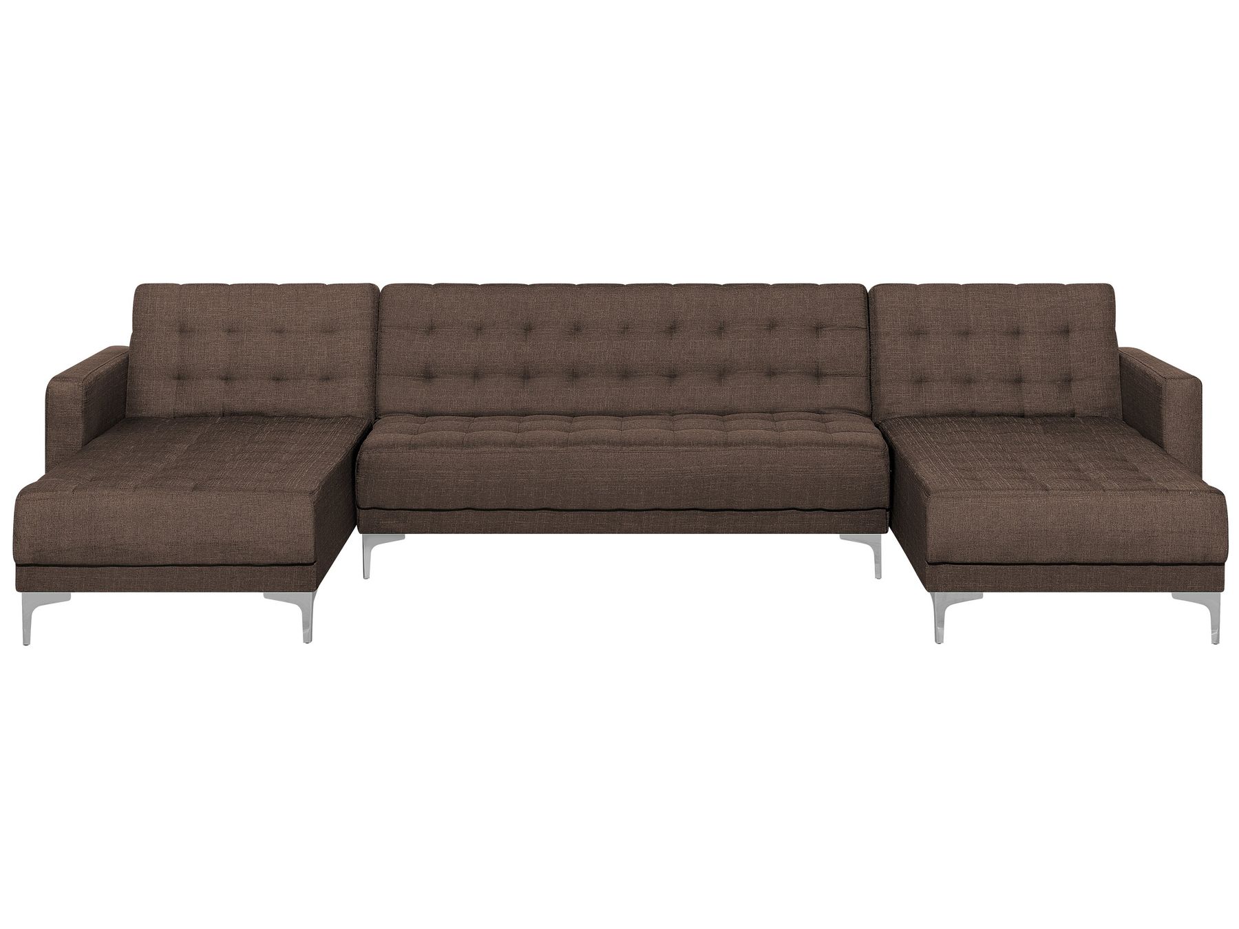 Modular U-Shape Sofa Bed ABERDEEN Fabric Dark Brown 5 Seater