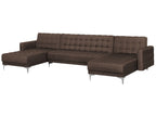 Modular U-Shape Sofa Bed ABERDEEN Fabric Dark Brown 5 Seater