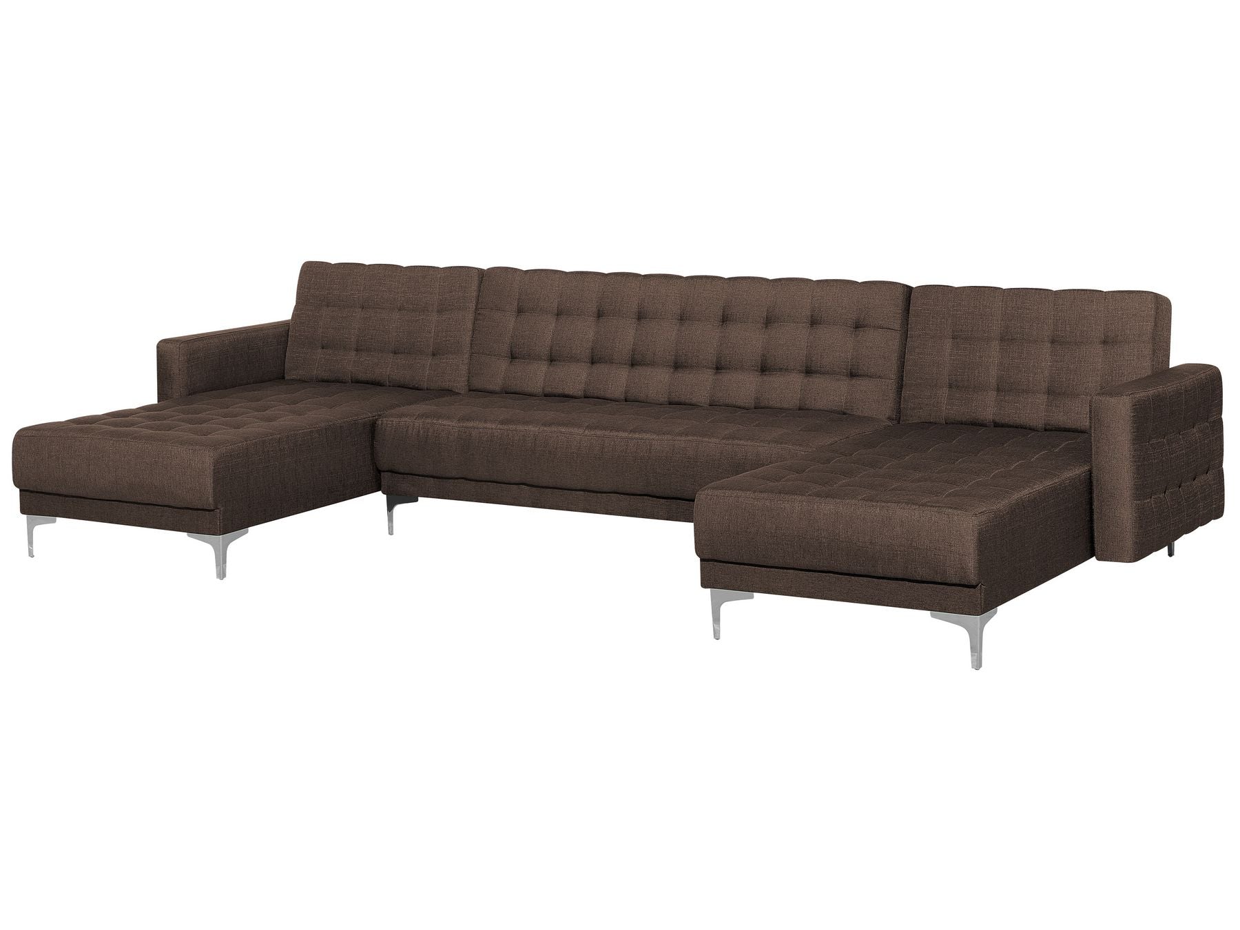 Modular U-Shape Sofa Bed ABERDEEN Fabric Dark Brown 5 Seater