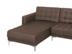 Modular U-Shape Sofa Bed ABERDEEN Fabric Dark Brown 5 Seater