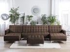 Modular U-Shape Sofa Bed ABERDEEN Fabric Dark Brown with Ottoman 5 Seater
