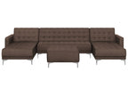 Modular U-Shape Sofa Bed ABERDEEN Fabric Dark Brown with Ottoman 5 Seater