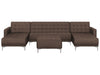Modular U-Shape Sofa Bed Fabric Dark Brown with Ottoman 5 Seater
